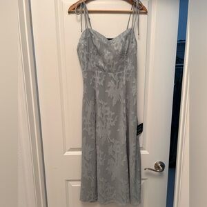 Midi Light Blue Tie Strap Dress